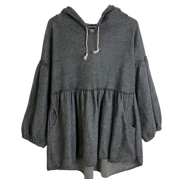 Farmhouse Frocks Sweatshirt Dress Womens Small Gray Hoodie Pockets Relaxed - Picture 1 of 8